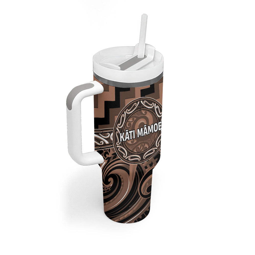 Aotearoa Kati Mamoe Personalised Tumbler With Handle Maori Iwi Poutama Puhoro Tattoo