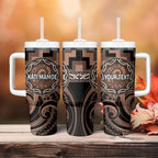 Aotearoa Kati Mamoe Personalised Tumbler With Handle Maori Iwi Poutama Puhoro Tattoo