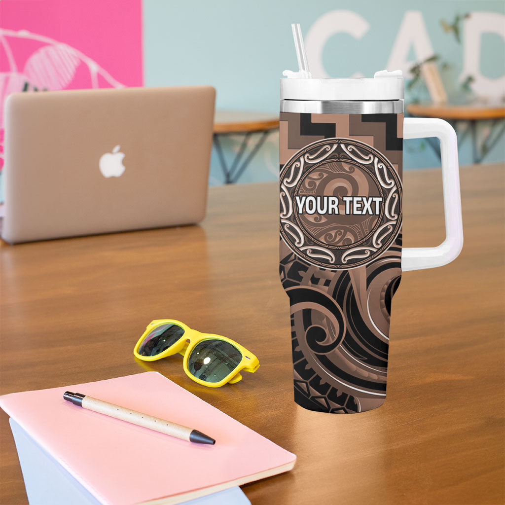 Aotearoa Kati Mamoe Personalised Tumbler With Handle Maori Iwi Poutama Puhoro Tattoo