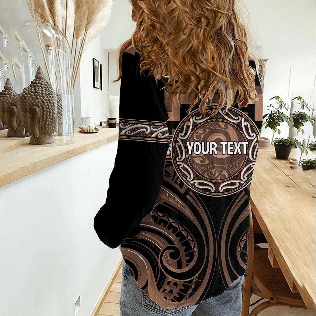 Aotearoa Kati Mamoe Personalised Women Casual Shirt Maori Iwi Poutama Puhoro Tattoo