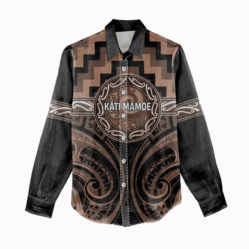 Aotearoa Kati Mamoe Personalised Women Casual Shirt Maori Iwi Poutama Puhoro Tattoo