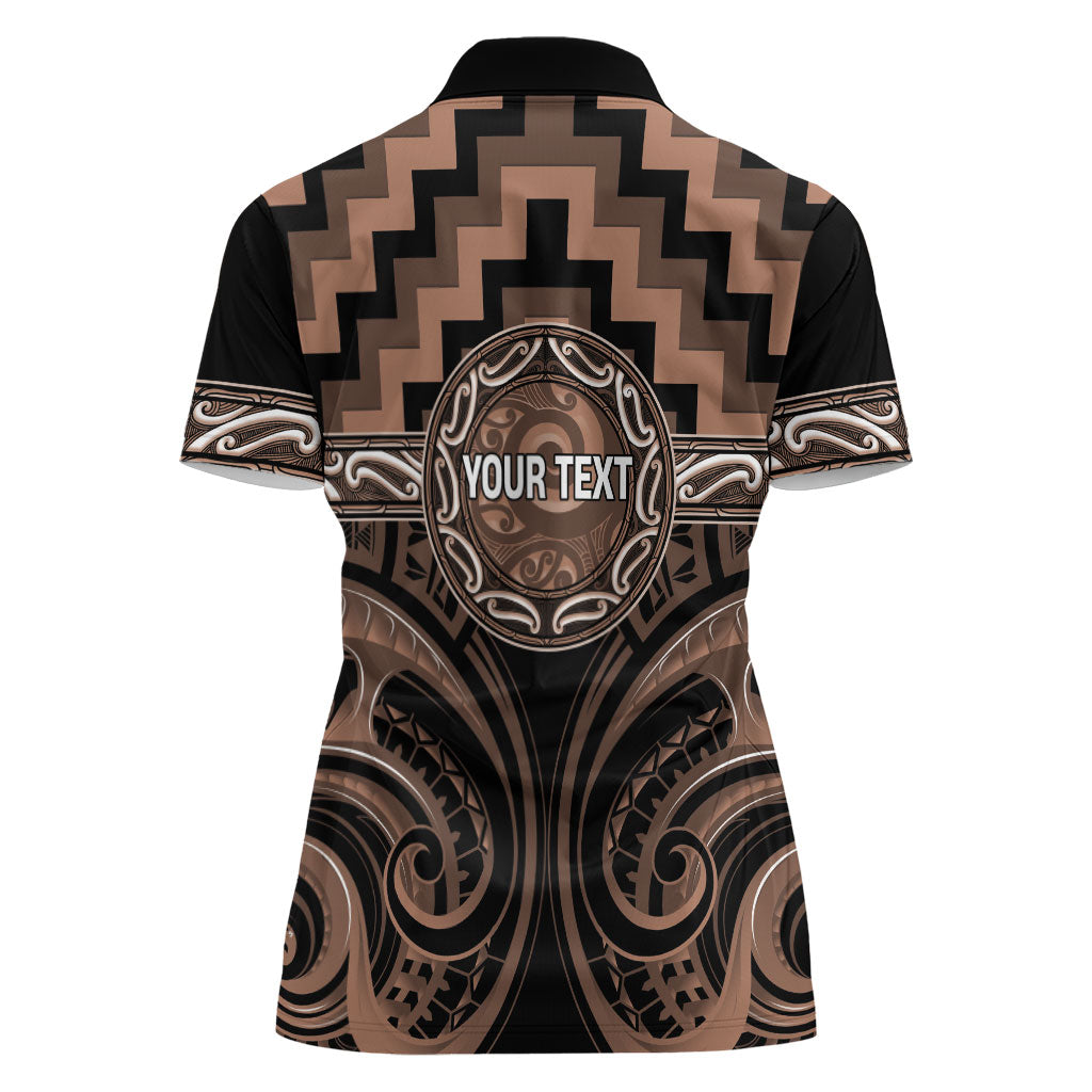 Aotearoa Kati Mamoe Personalised Women Polo Shirt Maori Iwi Poutama Puhoro Tattoo