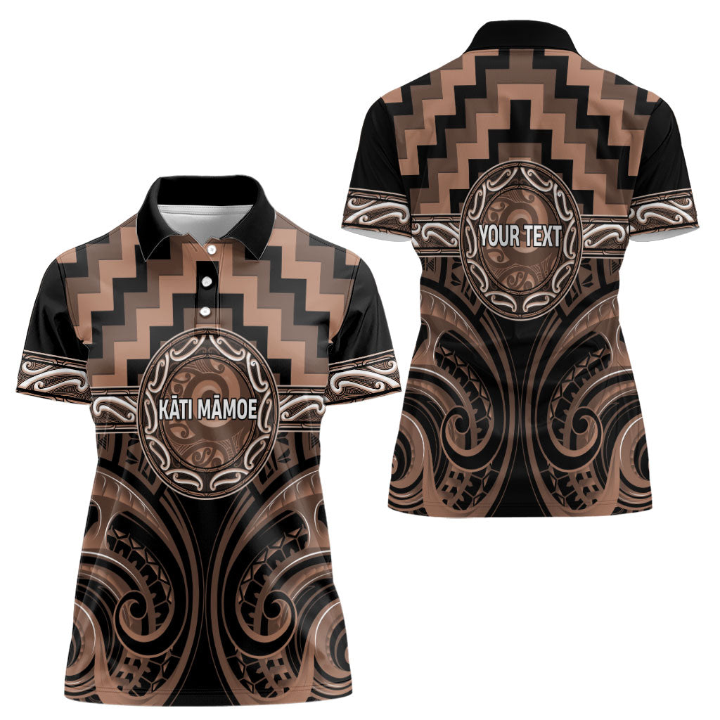 Aotearoa Kati Mamoe Personalised Women Polo Shirt Maori Iwi Poutama Puhoro Tattoo