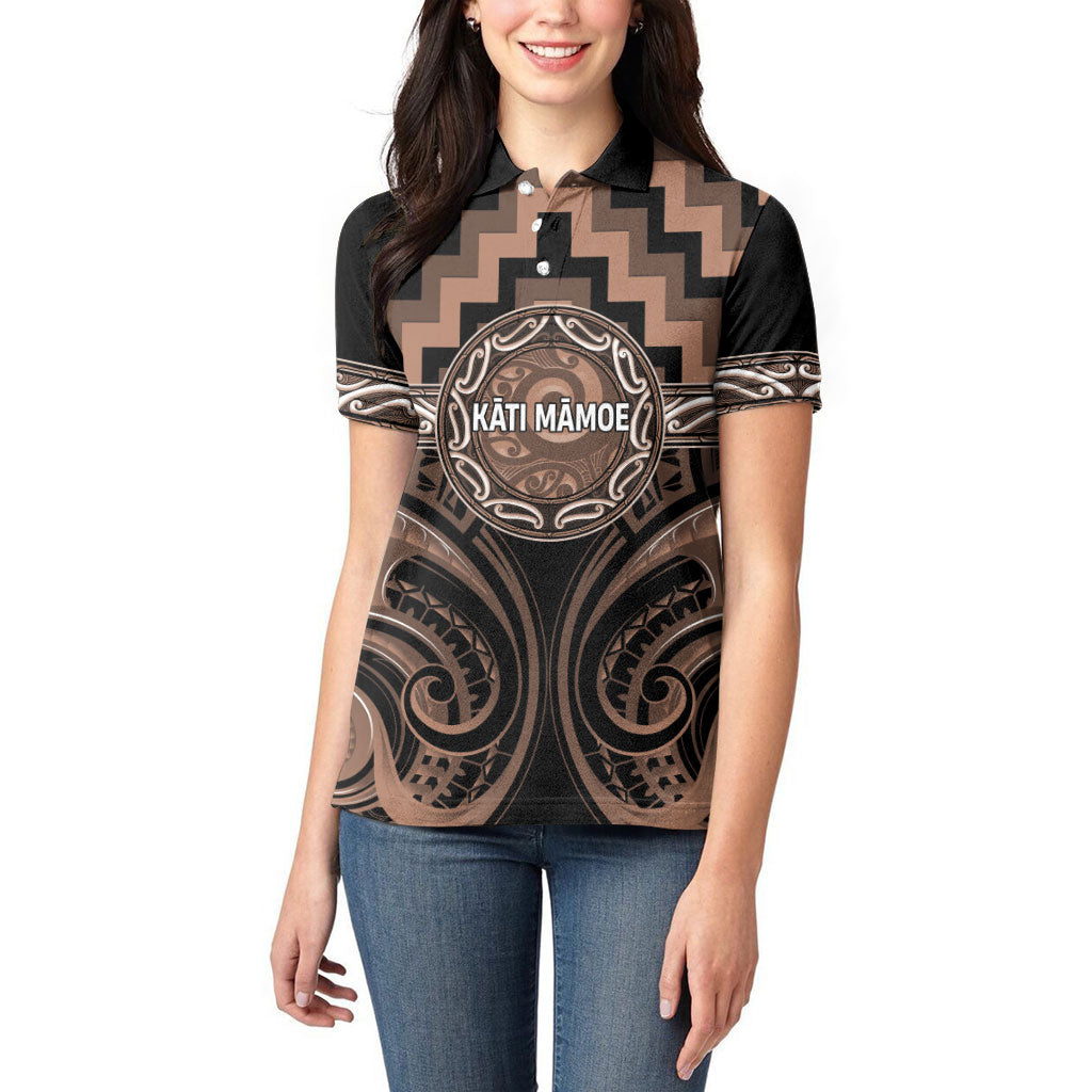 Aotearoa Kati Mamoe Personalised Women Polo Shirt Maori Iwi Poutama Puhoro Tattoo