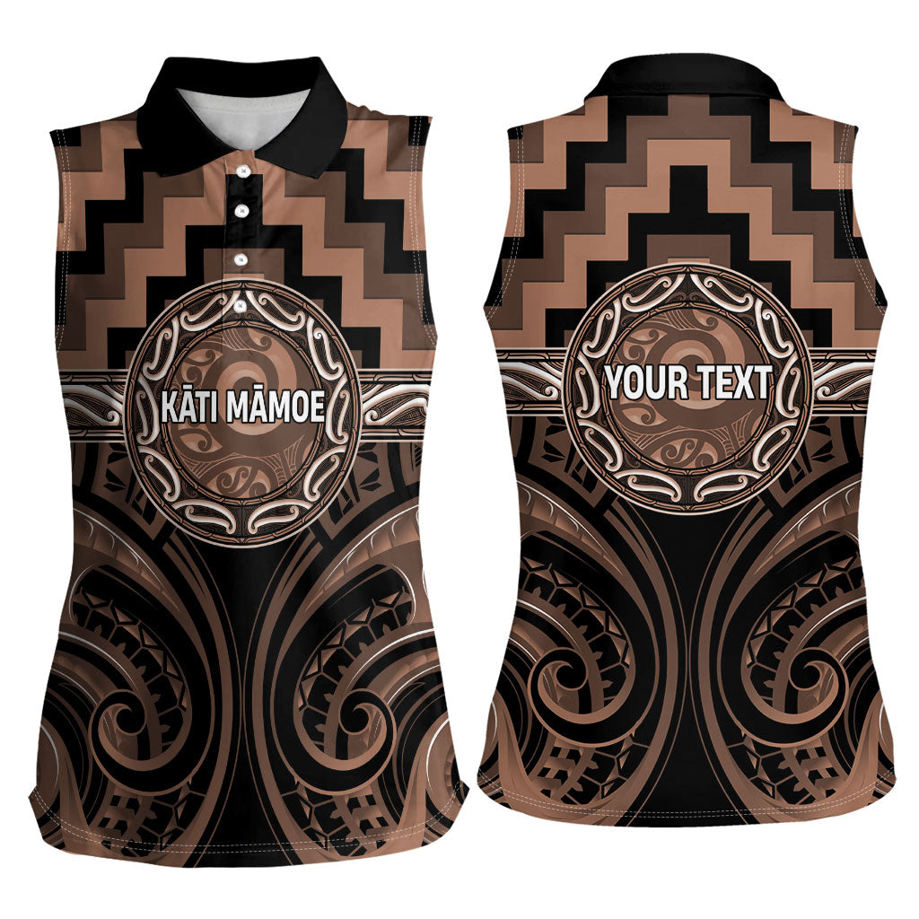 Aotearoa Kati Mamoe Personalised Women Sleeveless Polo Shirt Maori Iwi Poutama Puhoro Tattoo