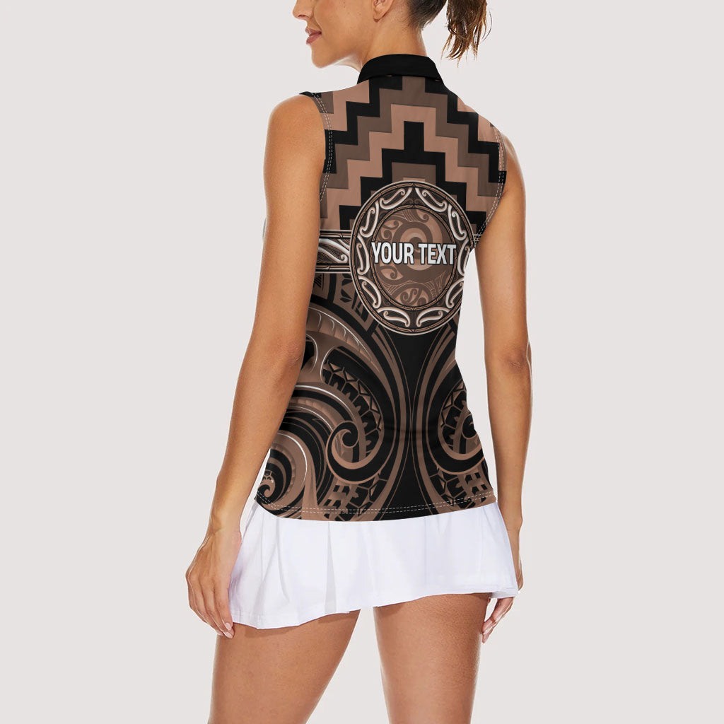 Aotearoa Kati Mamoe Personalised Women Sleeveless Polo Shirt Maori Iwi Poutama Puhoro Tattoo
