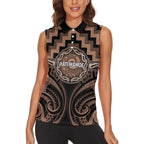 Aotearoa Kati Mamoe Personalised Women Sleeveless Polo Shirt Maori Iwi Poutama Puhoro Tattoo