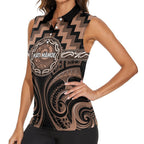 Aotearoa Kati Mamoe Personalised Women Sleeveless Polo Shirt Maori Iwi Poutama Puhoro Tattoo