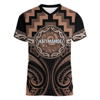 Aotearoa Kati Mamoe Personalised Women V-Neck T-Shirt Maori Iwi Poutama Puhoro Tattoo
