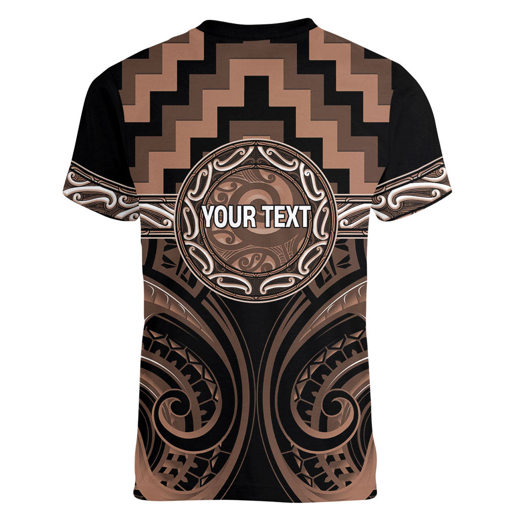 Aotearoa Kati Mamoe Personalised Women V-Neck T-Shirt Maori Iwi Poutama Puhoro Tattoo