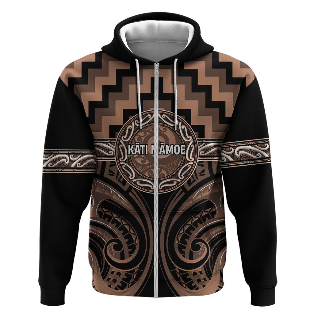 Aotearoa Kati Mamoe Personalised Zip Hoodie Maori Iwi Poutama Puhoro Tattoo
