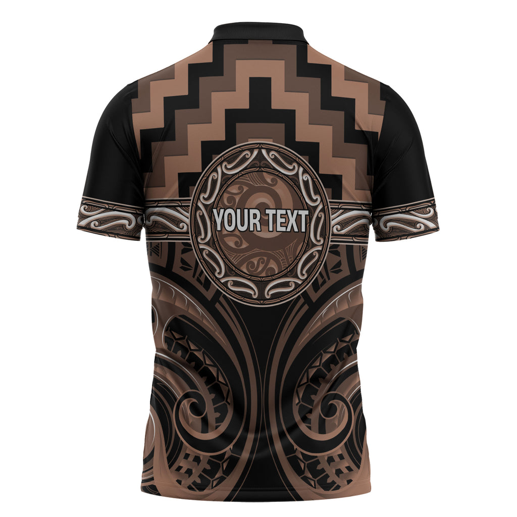 Aotearoa Kati Mamoe Personalised Zipper Polo Shirt Maori Iwi Poutama Puhoro Tattoo