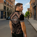 Aotearoa Kati Mamoe Personalised Zipper Polo Shirt Maori Iwi Poutama Puhoro Tattoo