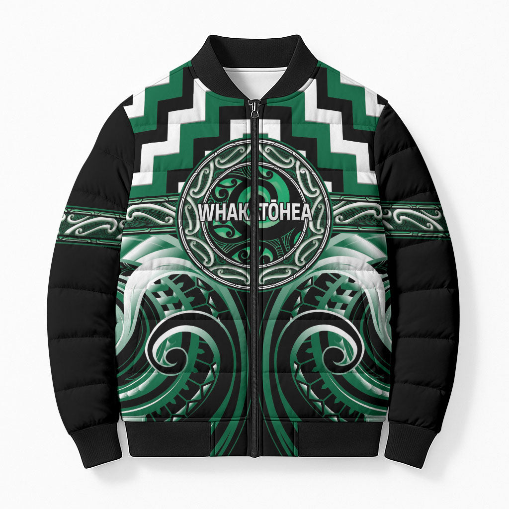 Aotearoa Whakatohea Personalised Bomber Puffer Jacket Maori Iwi Poutama Puhoro Tattoo