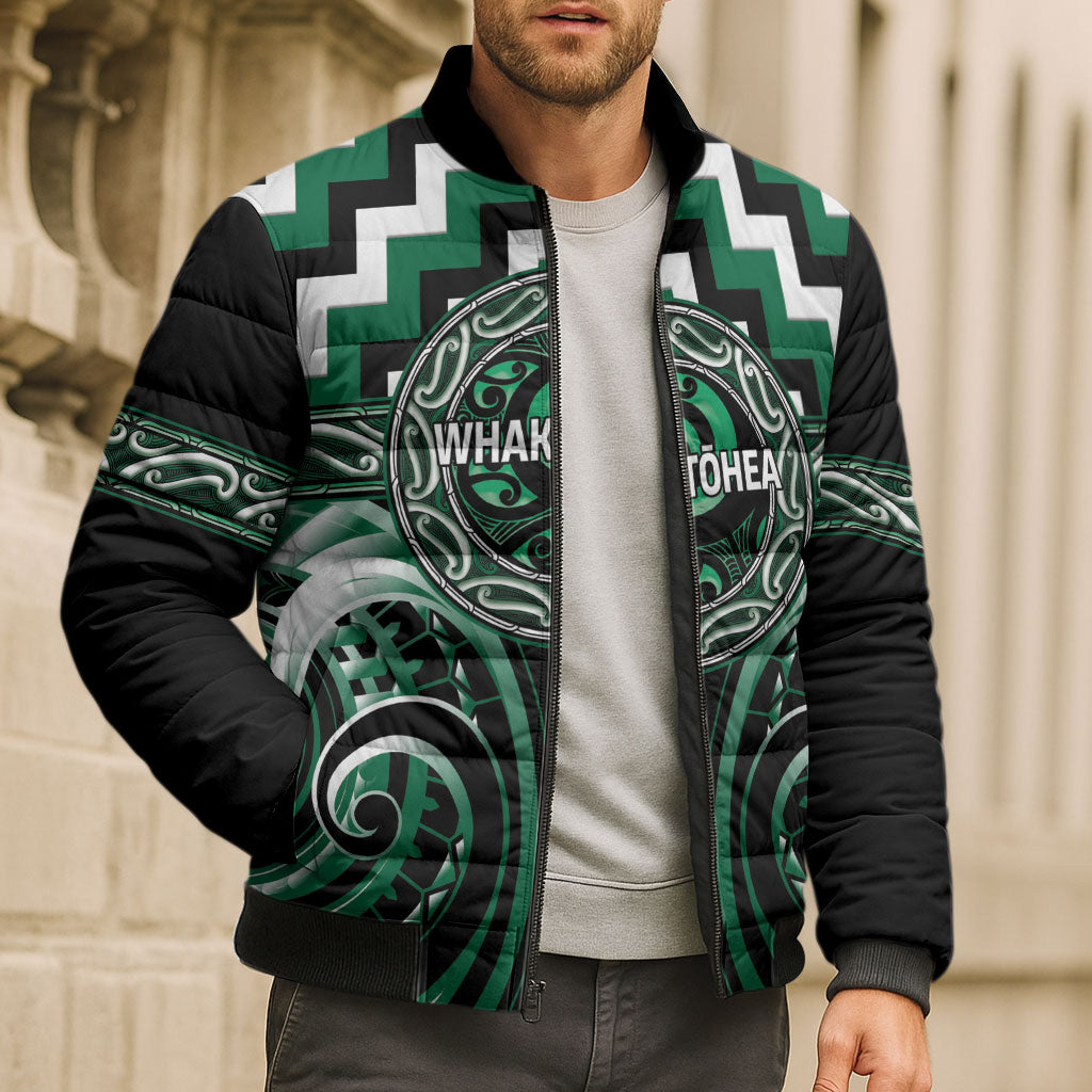Aotearoa Whakatohea Personalised Bomber Puffer Jacket Maori Iwi Poutama Puhoro Tattoo