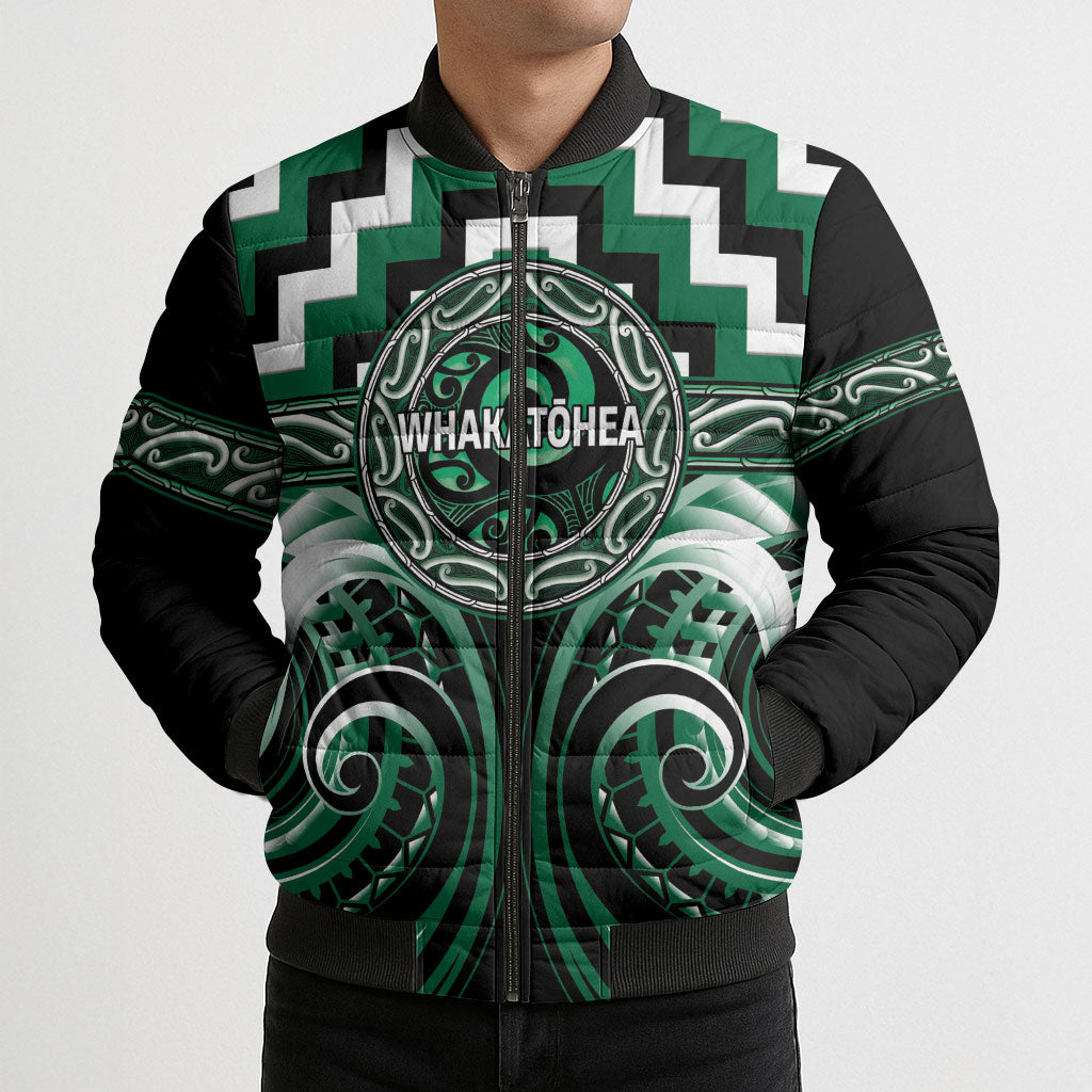 Aotearoa Whakatohea Personalised Bomber Puffer Jacket Maori Iwi Poutama Puhoro Tattoo