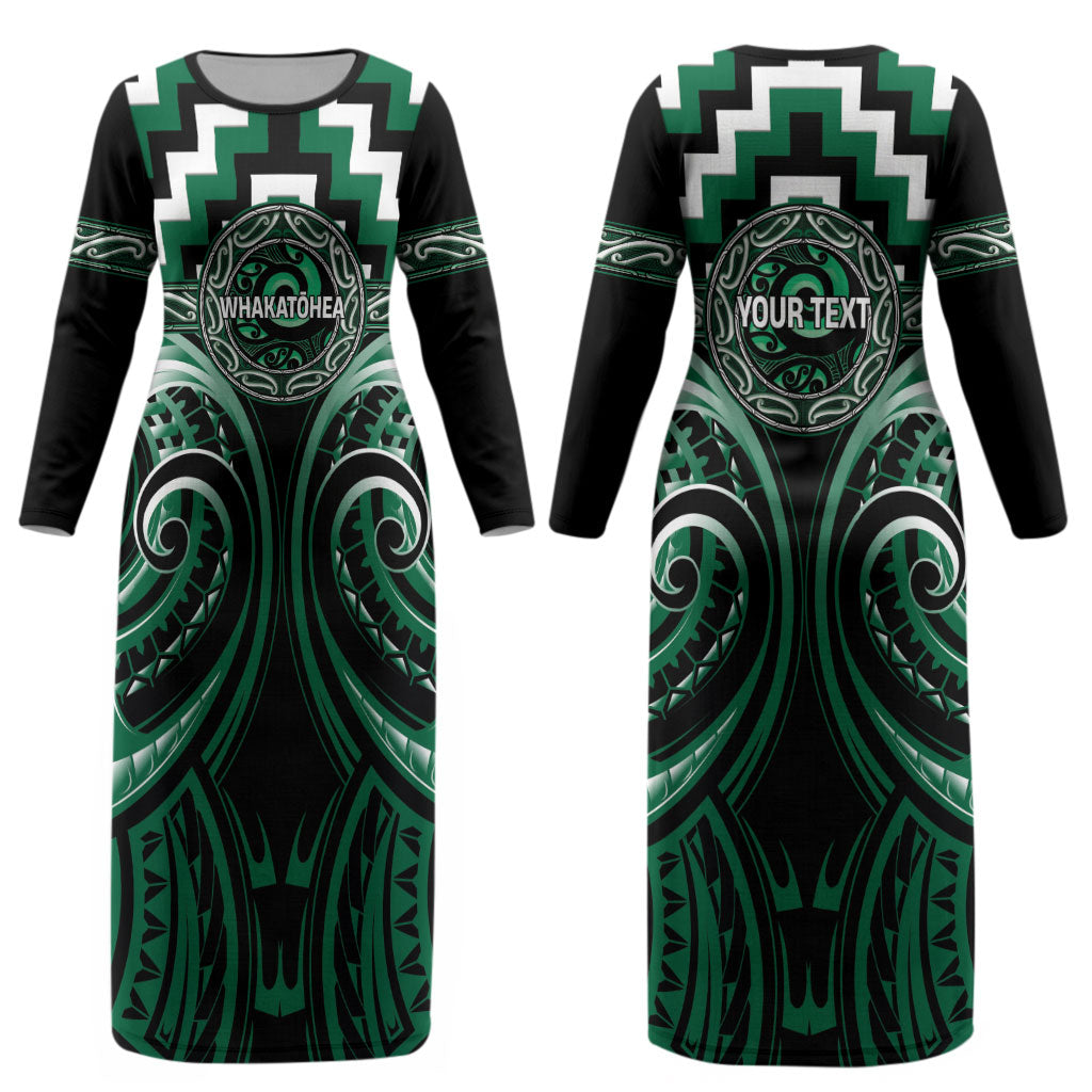 Aotearoa Whakatohea Personalised Couples Matching Long Sleeve Bodycon Dress and Hawaiian Shirt Maori Iwi Poutama Puhoro Tattoo