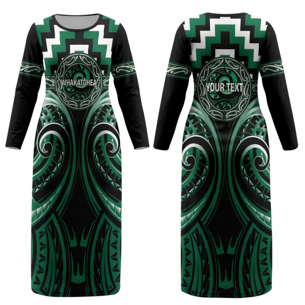 Aotearoa Whakatohea Personalised Couples Matching Long Sleeve Bodycon Dress and Long Sleeve Button Shirt Maori Iwi Poutama Puhoro Tattoo