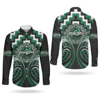 Aotearoa Whakatohea Personalised Couples Matching Mermaid Dress and Long Sleeve Button Shirt Maori Iwi Poutama Puhoro Tattoo