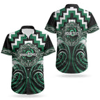 Aotearoa Whakatohea Personalised Couples Matching Off Shoulder Maxi Dress and Hawaiian Shirt Maori Iwi Poutama Puhoro Tattoo