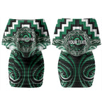 Aotearoa Whakatohea Personalised Couples Matching Off Shoulder Short Dress and Hawaiian Shirt Maori Iwi Poutama Puhoro Tattoo