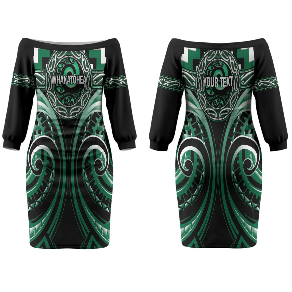 Aotearoa Whakatohea Personalised Couples Matching Off The Shoulder Long Sleeve Dress and Long Sleeve Button Shirt Maori Iwi Poutama Puhoro Tattoo