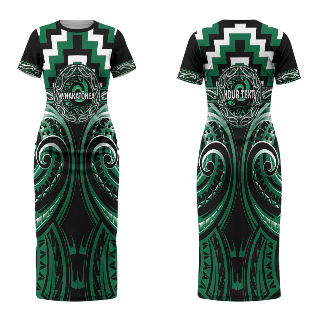 Aotearoa Whakatohea Personalised Couples Matching Short Sleeve Bodycon Dress and Long Sleeve Button Shirt Maori Iwi Poutama Puhoro Tattoo