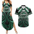 Aotearoa Whakatohea Personalised Couples Matching Summer Maxi Dress and Hawaiian Shirt Maori Iwi Poutama Puhoro Tattoo