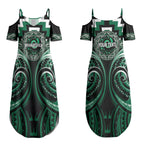 Aotearoa Whakatohea Personalised Couples Matching Summer Maxi Dress and Long Sleeve Button Shirt Maori Iwi Poutama Puhoro Tattoo