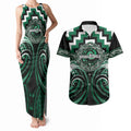Aotearoa Whakatohea Personalised Couples Matching Tank Maxi Dress and Hawaiian Shirt Maori Iwi Poutama Puhoro Tattoo