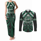 Aotearoa Whakatohea Personalised Couples Matching Tank Maxi Dress and Long Sleeve Button Shirt Maori Iwi Poutama Puhoro Tattoo
