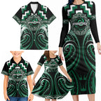 Aotearoa Whakatohea Personalised Family Matching Long Sleeve Bodycon Dress and Hawaiian Shirt Maori Iwi Poutama Puhoro Tattoo