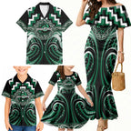 Aotearoa Whakatohea Personalised Family Matching Mermaid Dress and Hawaiian Shirt Maori Iwi Poutama Puhoro Tattoo