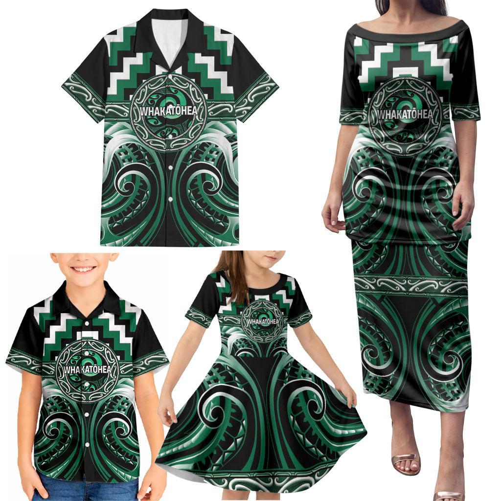 Aotearoa Whakatohea Personalised Family Matching Puletasi and Hawaiian Shirt Maori Iwi Poutama Puhoro Tattoo