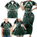 Aotearoa Whakatohea Personalised Family Matching Short Sleeve Bodycon Dress and Hawaiian Shirt Maori Iwi Poutama Puhoro Tattoo