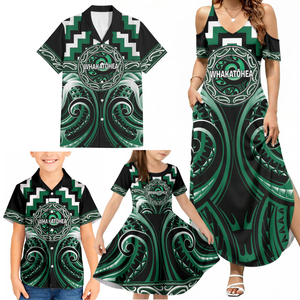 Aotearoa Whakatohea Personalised Family Matching Summer Maxi Dress and Hawaiian Shirt Maori Iwi Poutama Puhoro Tattoo