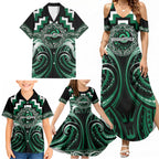 Aotearoa Whakatohea Personalised Family Matching Summer Maxi Dress and Hawaiian Shirt Maori Iwi Poutama Puhoro Tattoo