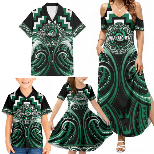 Aotearoa Whakatohea Personalised Family Matching Summer Maxi Dress and Hawaiian Shirt Maori Iwi Poutama Puhoro Tattoo
