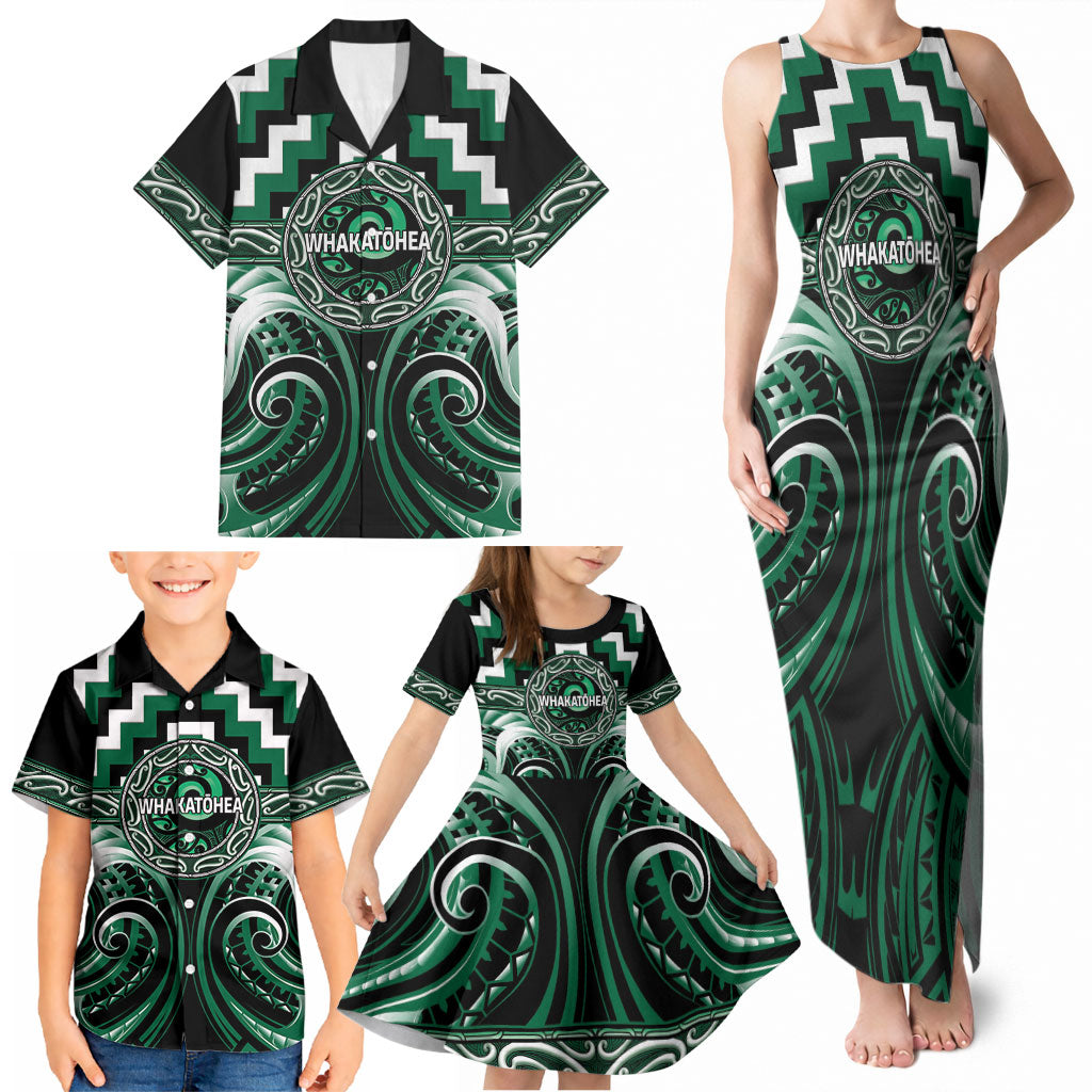 Aotearoa Whakatohea Personalised Family Matching Tank Maxi Dress and Hawaiian Shirt Maori Iwi Poutama Puhoro Tattoo