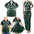 Aotearoa Whakatohea Personalised Family Matching Tank Maxi Dress and Hawaiian Shirt Maori Iwi Poutama Puhoro Tattoo