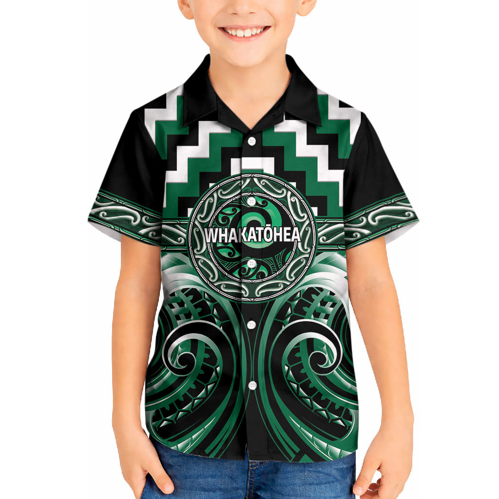 Aotearoa Whakatohea Personalised Kid Hawaiian Shirt Maori Iwi Poutama Puhoro Tattoo