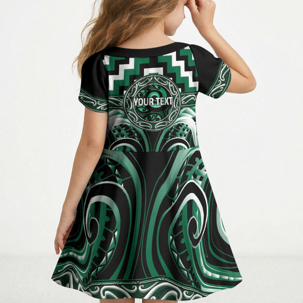 Aotearoa Whakatohea Personalised Kid Short Sleeve Dress Maori Iwi Poutama Puhoro Tattoo