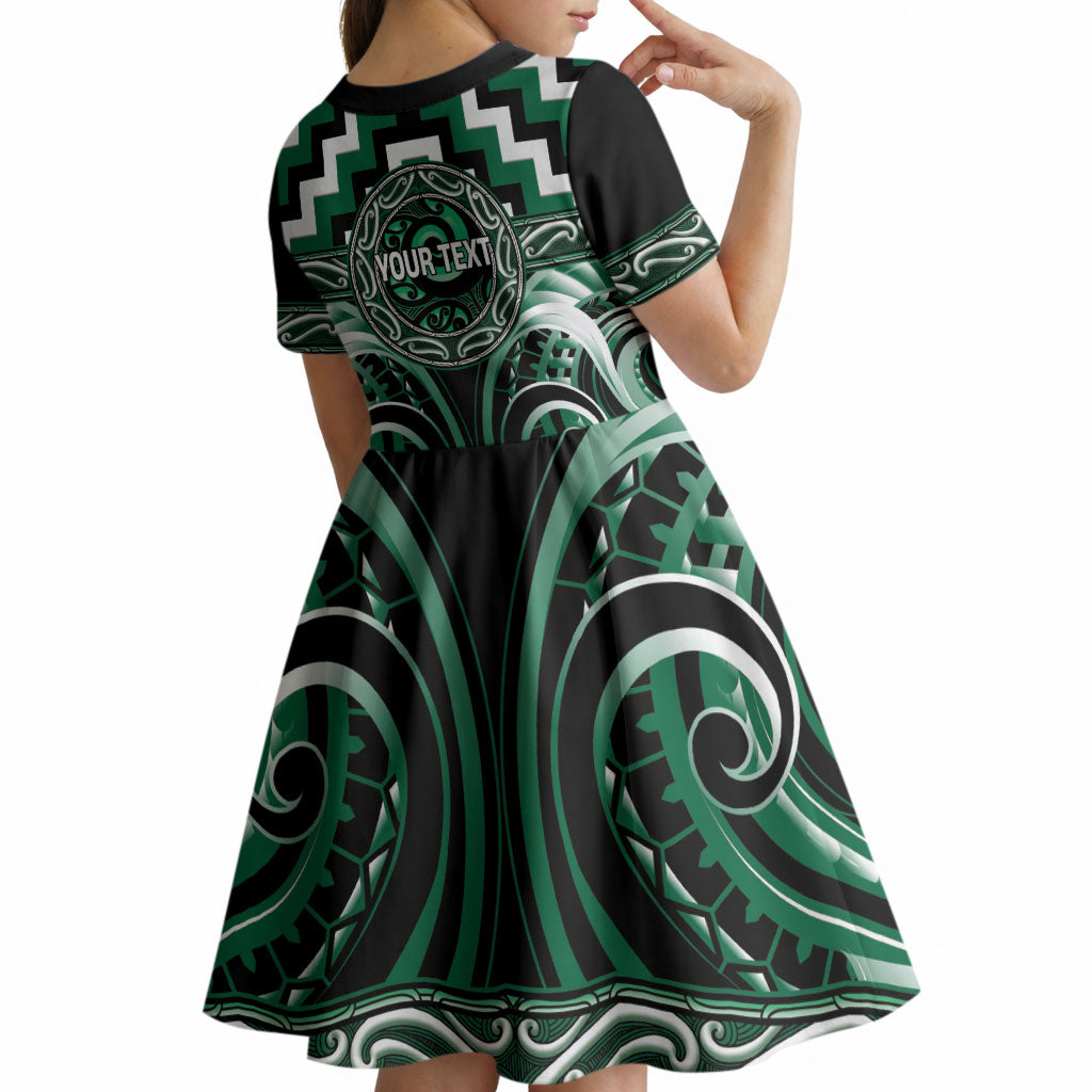 Aotearoa Whakatohea Personalised Kid Short Sleeve Dress Maori Iwi Poutama Puhoro Tattoo