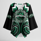 Aotearoa Whakatohea Personalised Kimono Sleeve Blouse Maori Iwi Poutama Puhoro Tattoo