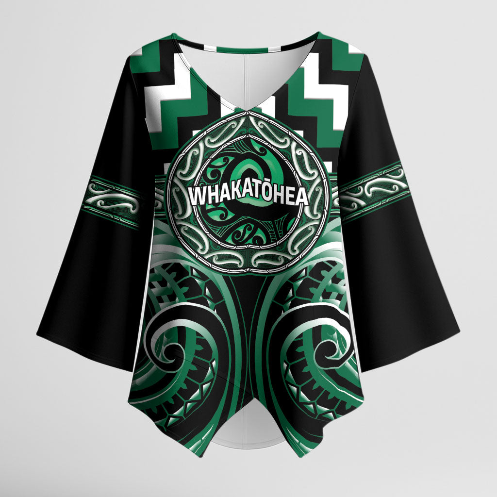 Aotearoa Whakatohea Personalised Kimono Sleeve Blouse Maori Iwi Poutama Puhoro Tattoo