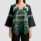 Aotearoa Whakatohea Personalised Kimono Sleeve Blouse Maori Iwi Poutama Puhoro Tattoo