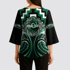 Aotearoa Whakatohea Personalised Kimono Sleeve Blouse Maori Iwi Poutama Puhoro Tattoo