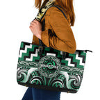Aotearoa Whakatohea Leather Tote Bag Maori Iwi Poutama Puhoro Tattoo