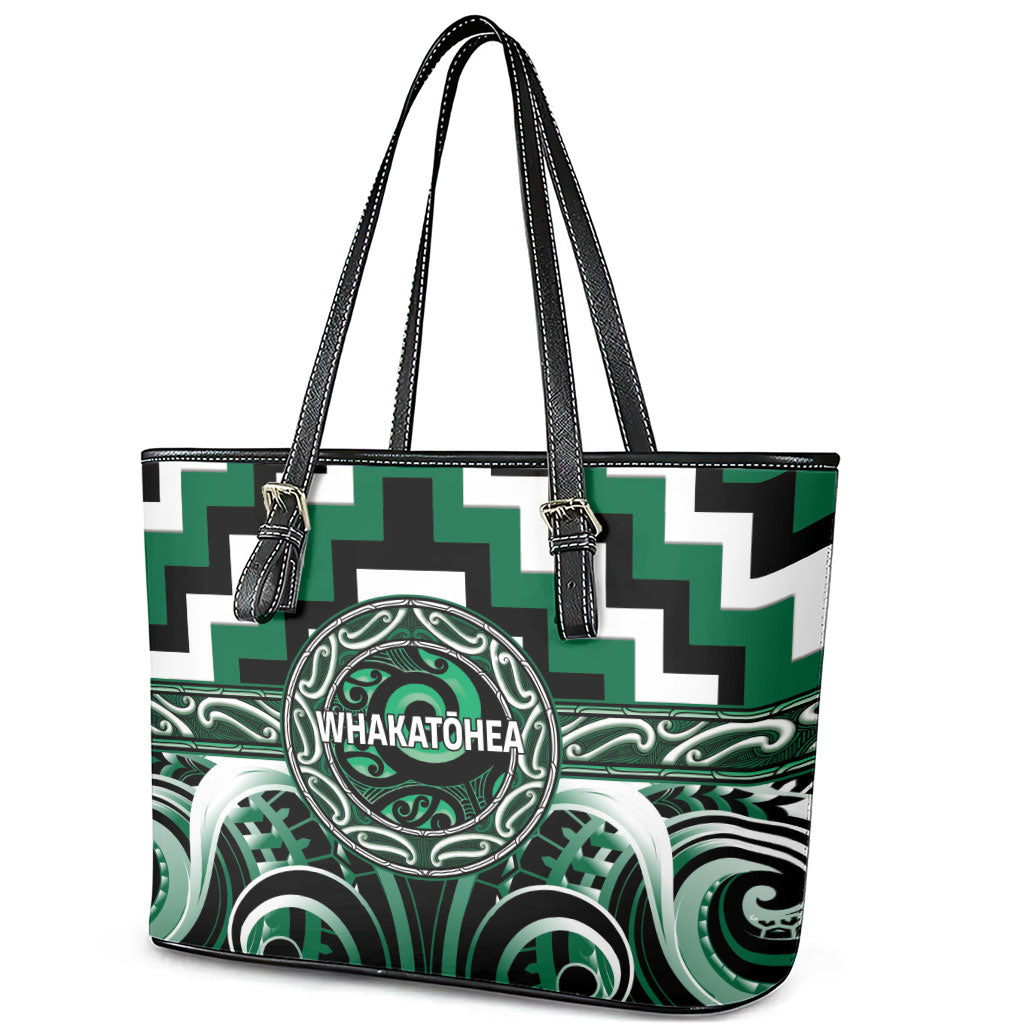 Aotearoa Whakatohea Leather Tote Bag Maori Iwi Poutama Puhoro Tattoo