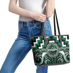 Aotearoa Whakatohea Leather Tote Bag Maori Iwi Poutama Puhoro Tattoo